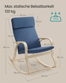 SONGMICS Hintaszék 120 kg teherbírással, éjfélkék