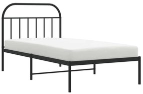 fekete fém ágykeret fejtámlával 100 x 200 cm
