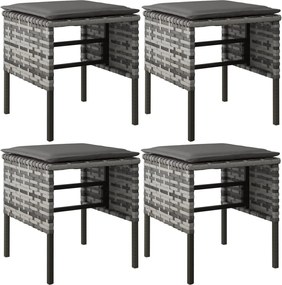 vidaXL 4 db szürke polyrattan kerti lábzsámoly párnákkal