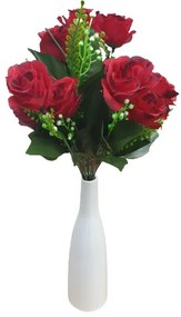 Kalocsa mű rózsa csokor 12 szálas élethű művirág vörös piros