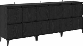 vidaXL Oldalszekrények 3 pcs Fekete tölgy 60 x 35 x 70 cm Faanyag