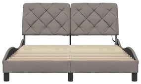 tópszínű szövet ágykeret LED-ekkel matrac nélkül 140 x 190 cm