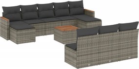 vidaXL 11 részes szürke polyrattan kerti ülőgarnitúra párnákkal