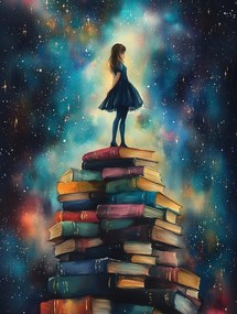Vászonkép Canvas Fantasy Gyerek Lány Könyvek Csillagok 75x100