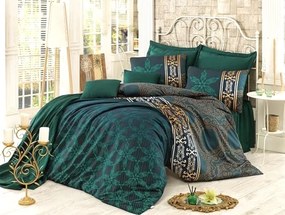 Alisa Zöld TiaHome pamut szatén lepedő - 1x Párna 90x70cm, 1x Paplan 140x200cm