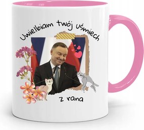 Andrzej Duda Pis Rózsaszín Elnöki Bögre fényképes nyomattal