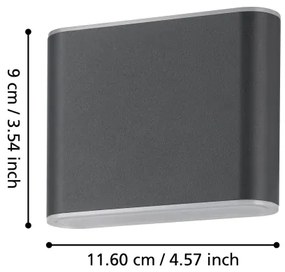 Eglo 901025 - LED Kültéri fali lámpa GRUTTI 2xLED/2,9W/230V IP65