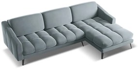 Világoskék bársony sarokkanapé (jobb oldali) Nalu – Makamii