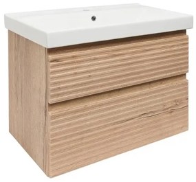 Naturel Savona Fürdőszobaszekrény mosdóval, 2 fiókos 78x53x44,8 cm matt Halifax tölgy SAVONA280DHU1