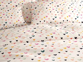 Pamut ágynemű DOTHEARTS POLY krém színű Ágyneműhuzat mérete: 2 db 70 x 90 cm | 200 x 220 cm