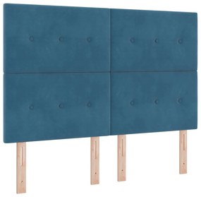 Boxspring Ágy Matracokkal Sötétkék 160x200 cm Bársony