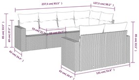 7 részes világosszürke polyrattan kerti ülőgarnitúra párnákkal