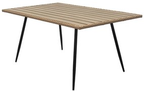 Kerti asztal 160x95x74 cm., fém műrattan, polywood asztallap