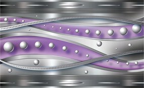 Tapéta Fémes Gömbök Hullámok Absztrakt Perspektíva Elegancia 208x146 +ragasztó