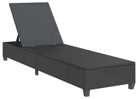 Fekete polyrattan napozóágy párnákkal 55x200x25,5 cm