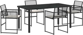 vidaXL Kert étkező szett 5 pcs Fekete Porszórt acél