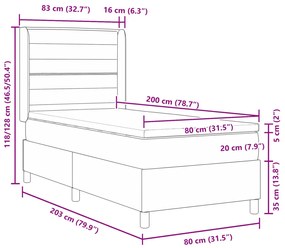 Box Spring ágy matraccal - Fekete, 80x200 cm, Szövet