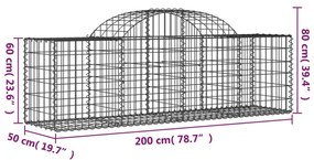 vidaXL 25 db íves horganyzott vas gabion kosár 200x50x60/80 cm
