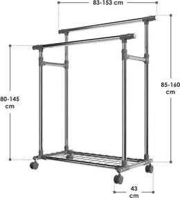 Juskys Kerékkel ellátott fém ruhállvány