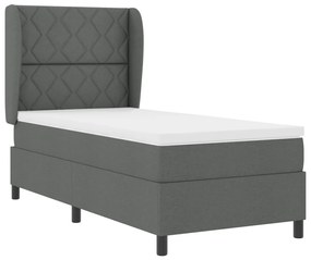 Boxspring Ágy Mattal - Sötétszürke, 90x190 cm, Szövet