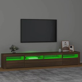 barna tölgy színű TV-szekrény LED-lámpákkal 240x35x40 cm