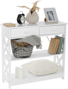 Konzolasztal, fehér, LOMIR