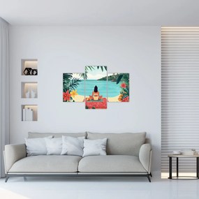 Kép - Jóga nő a tengerparton (90x60 cm)