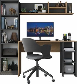 Íróasztal könyvespolccal Hado Walnut és Anthracite