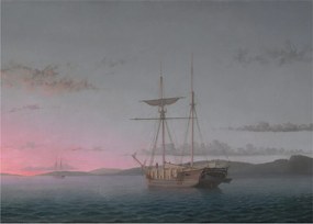 Üveg kép - Fitz Henry Lane, Lumber Schooners at Evening on Penobscot Bay, reprodukciók (70x50 cm)