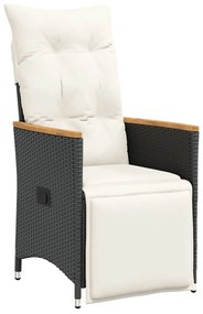 7 részes fekete polyrattan kerti bisztrógarnitúra párnákkal