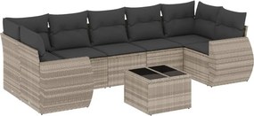 vidaXL 8 részes világosszürke polyrattan kerti ülőgarnitúra párnával
