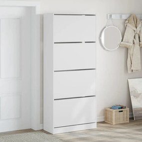 fehér cipőszekrény 4 kihajtható fiókkal 80 x 34 x 187,5 cm