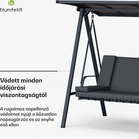 Blumfeldt LuxeLounge, hollywoodi hinta, 3 üléses, egyénileg állítható, porszórt acél, időjárásálló