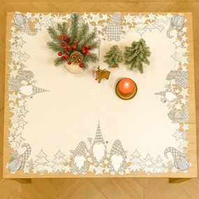 Karácsonyi hímzett terítő Szürke manó 85x85 cm TiaHome