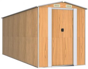 világosbarna horganyzott acél kerti fészer 192x523x223 cm