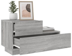 Szürke sonoma éjjeliszekrény LED-világítással 70 x 36 x 40,5 cm