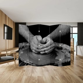 Paraván -  Kerámia gyártás - Fekete-fehér (210x170 cm)