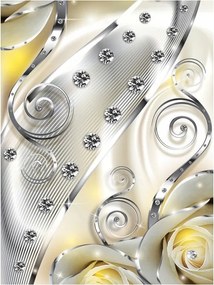 Fotótapéta Rózsák ezüstben gyémántokkal absztrakt elegancia 206x275 +ragasztó