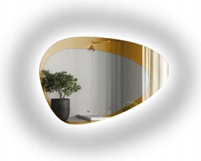 Kalcit szabálytalan tükör Led háttérvilágítással, arany lapon 107x70