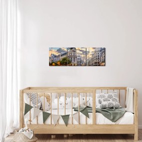 Kép - Calle Gran Vía, Madrid, Spanyolország (órával) (90x30 cm)