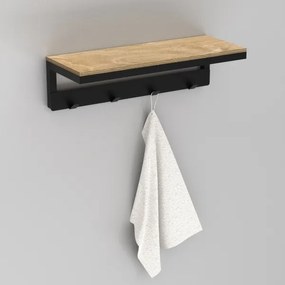 Fali törölközőtartó polccal 10x40 cm fekete