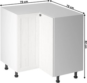Alsó sarokszekrény D90N, fehér/sosna andersen, jobb, PROVANCE