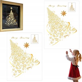 Karácsonyi arany matricák Statikus falmatricák/ablak/ajtó Diy 2db