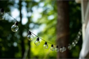 Napelemes LED dekorációs fényfüzér — 20 LED, 8 üzemmód, 500 mAh akkumulátor, 7,6 m hossz, IP67 védelem, meleg fehér