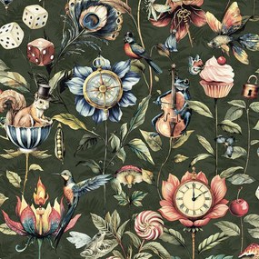 Holden Decor Tales of the Manor Elysium zöld állatos vlies tapéta – 91941
