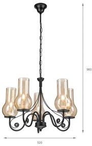 Brilagi - LED Csillár láncon COTTAGE 5xE14/40W/230V fekete/barna