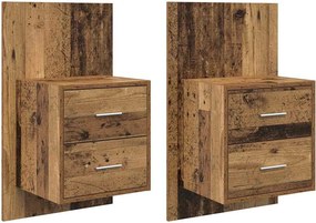 vidaXL Fali éjjeli szekrény 2 pcs Öreg fa 48,5 x 32,5 x 80 cm Faanyag