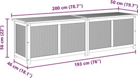 vidaXL Kerti Tároló Doboz 185 L Tömör Akácfa 200 x 50 x 56 cm Bézs