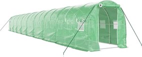 vidaXL zöld acélvázas melegház 36 m² 18 x 2 x 2 m