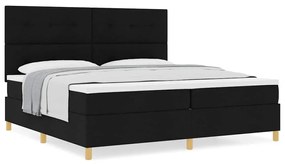 Boxrugós ágy fejtámlával Fekete 200 x 200 cm szövet